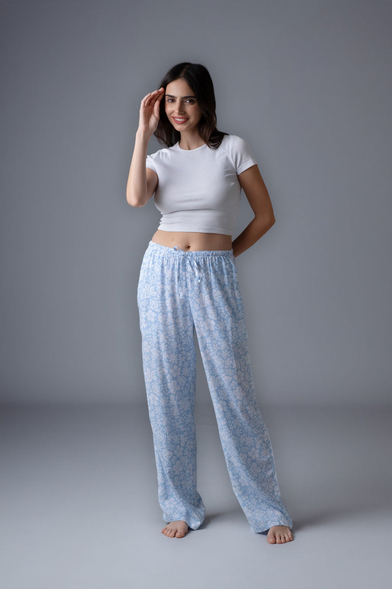 Bella Blue Printed Cotton Blend Women's Pajama