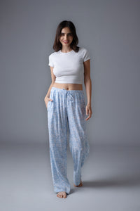 Bella Blue Printed Cotton Blend Women's Pajama