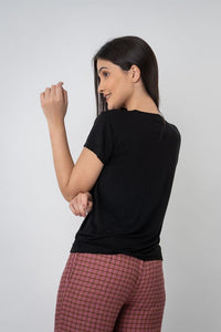Black Ultra-soft Knitted Women's T-shirt