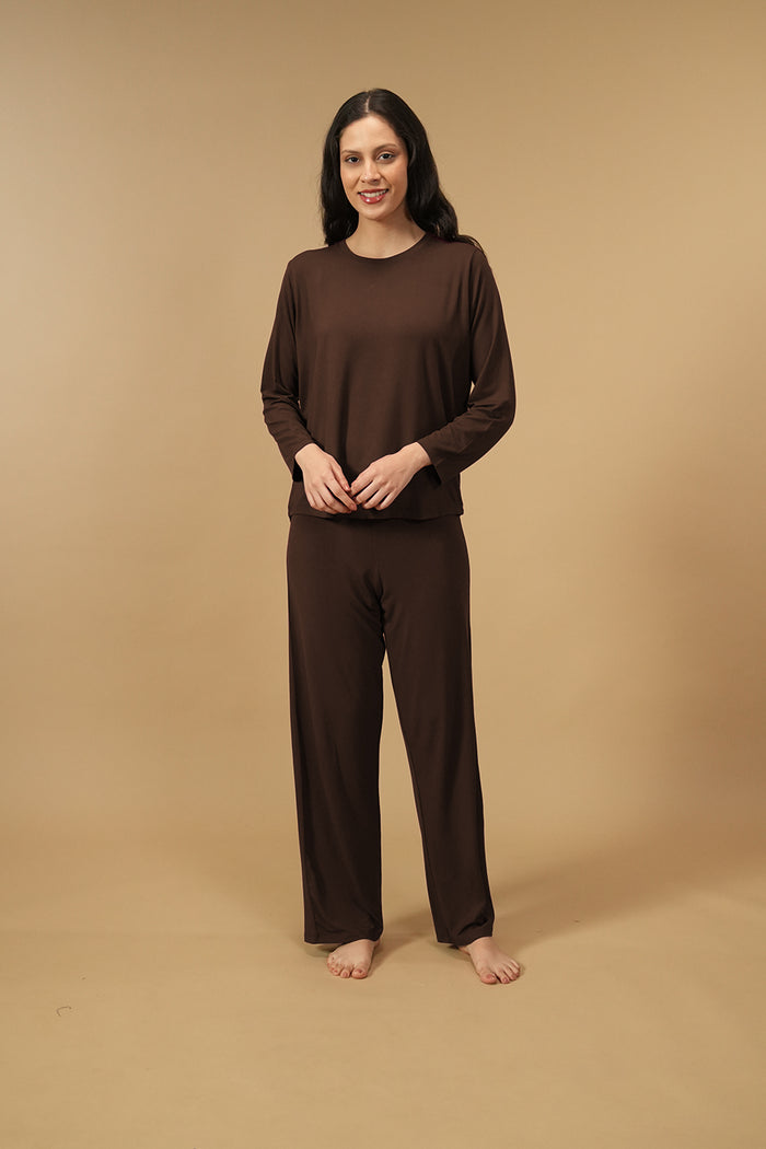Coffee Lucy Butter-Soft Modal Knit Women's Pajama Set - Full Sleeves
