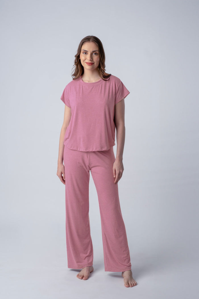 Rose Pink Lucy Butter-Soft Bamboo Knit Women's Pajama Set
