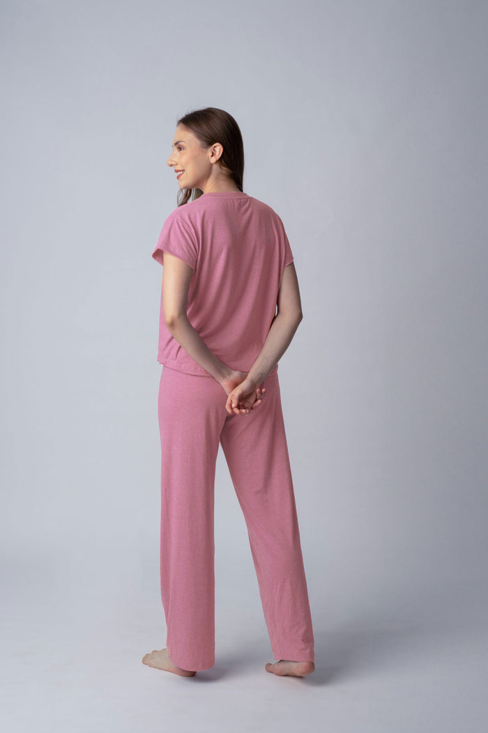Rose Pink Lucy Butter-Soft Bamboo Knit Women's Pajama Set