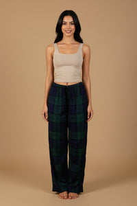 Emerald Check Cotton Blend Women's Pajama