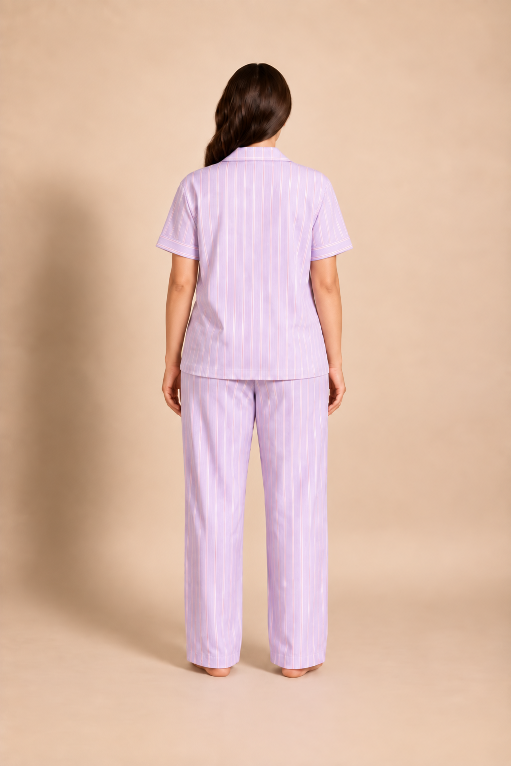Mia Lilac Viscose Twill Women's Curve Pajama Set - Half Sleeves