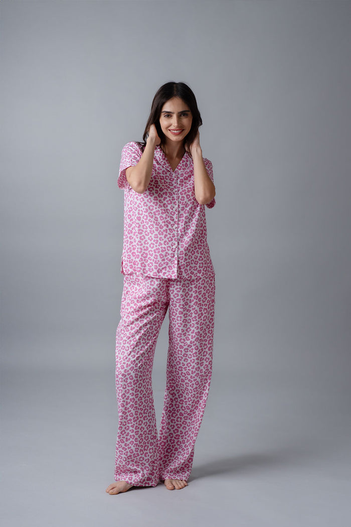 Pink Panther Printed Cotton Blend Women's Pajama Set