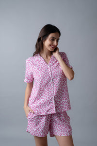 Pink Panther Printed Cotton Blend Women's Shorts Set