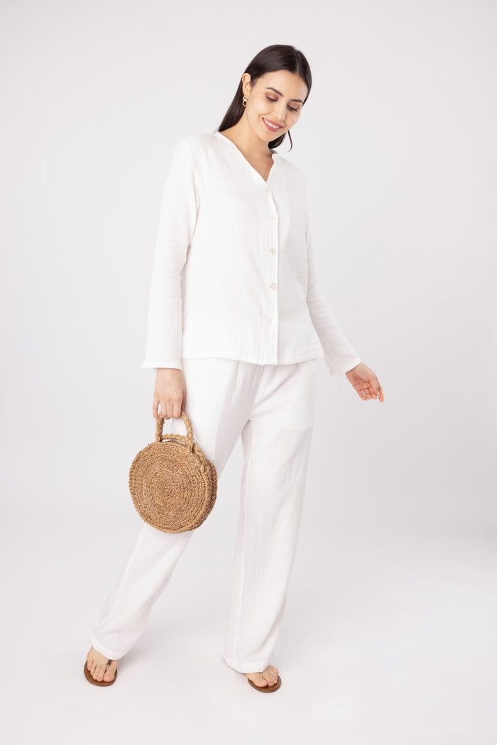 Angel Oak White Double Cloth Women's Lounge Co-ord Set