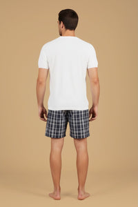 Classic Blue Check Cotton Men's Shorts