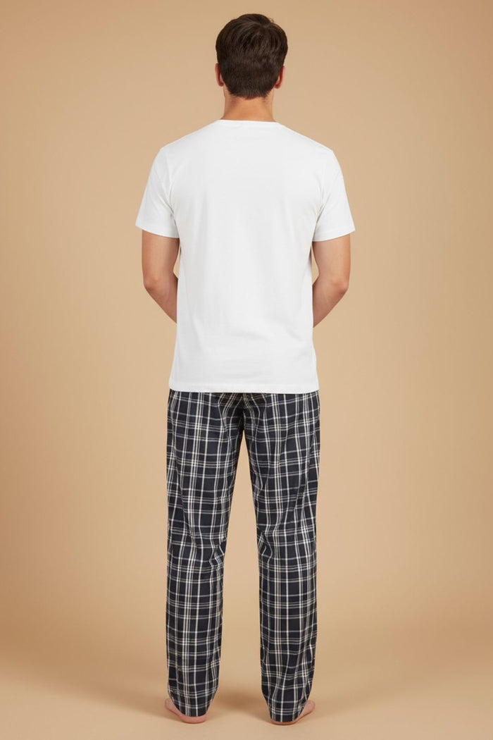 Classic Blue Check Cotton Men's Pajama