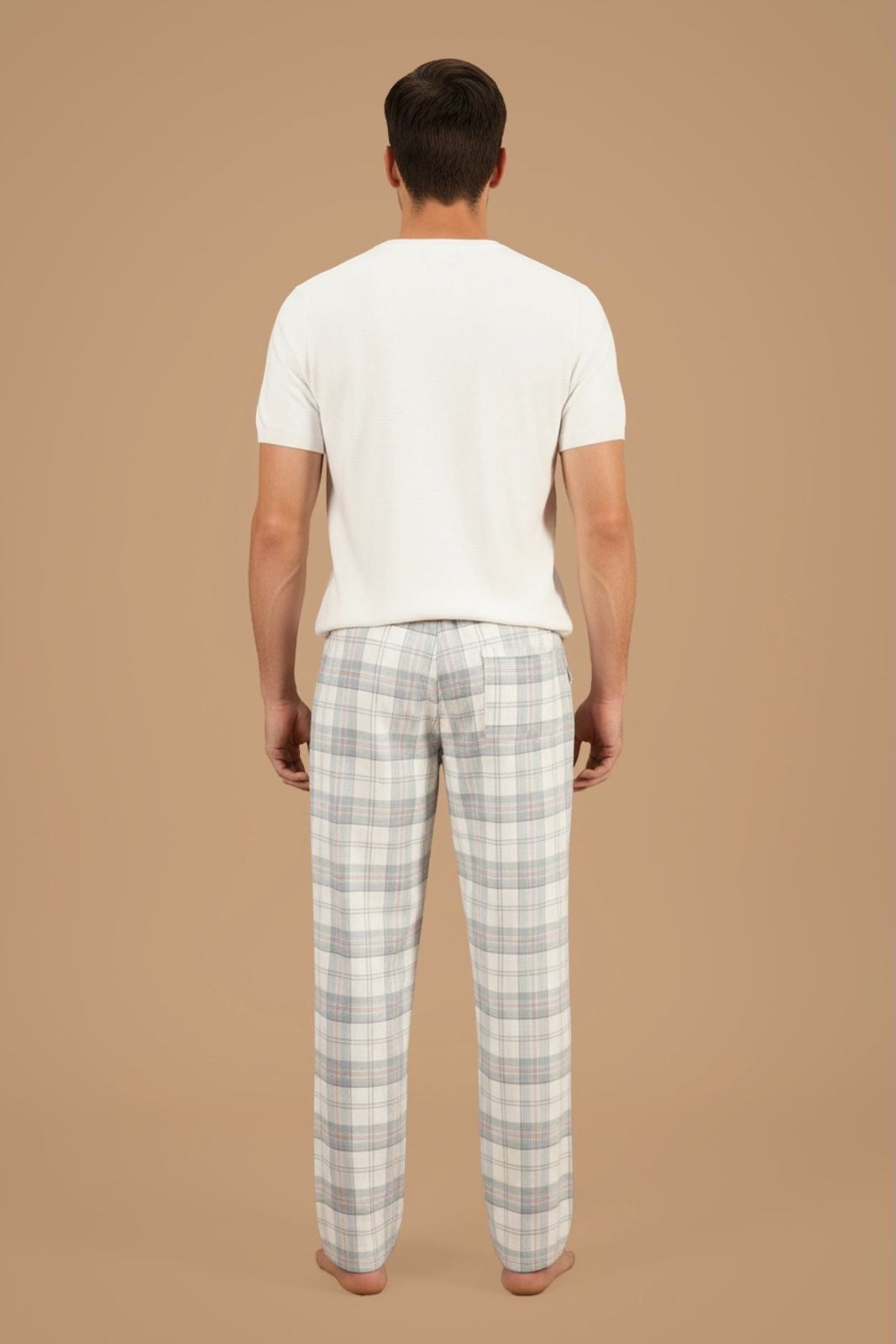 Pastel Blue Check Cotton Men's Pajama