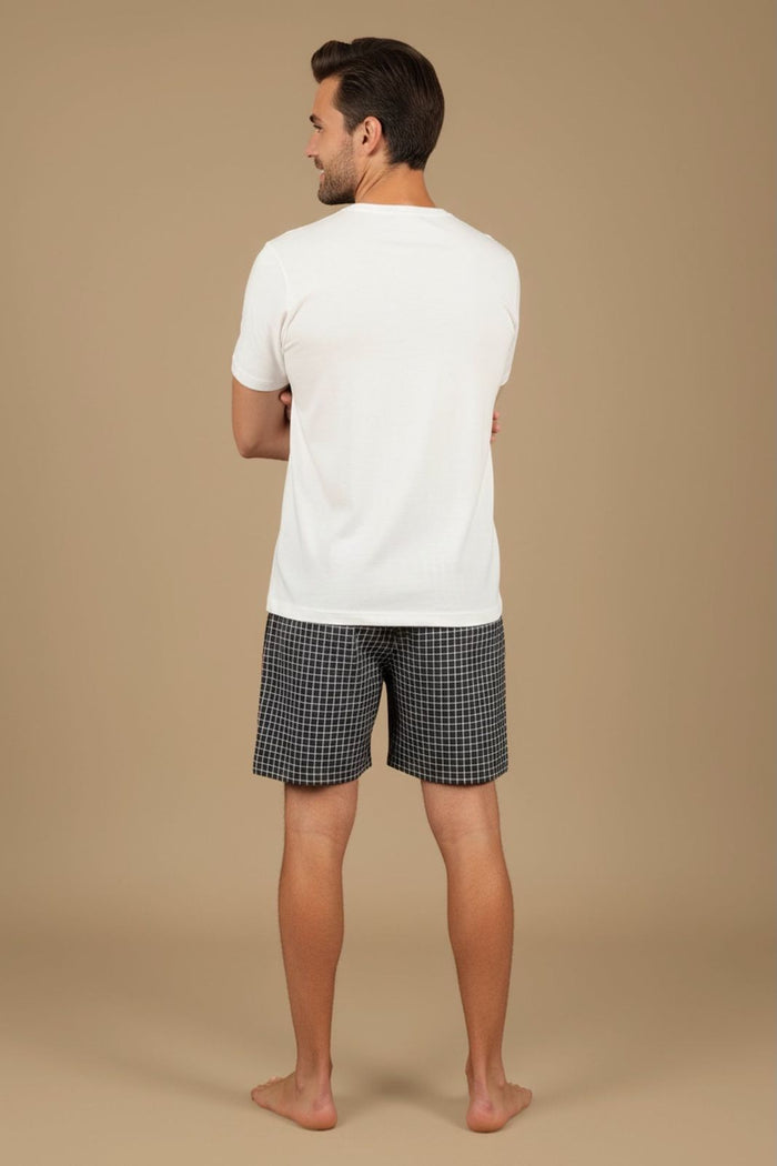 Navy Pin Check Cotton Men's Shorts