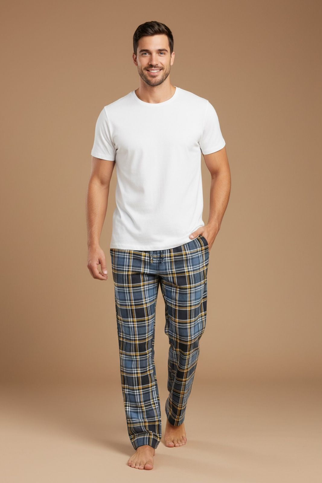 True Blue Plaid Cotton Twill Men's Pajama
