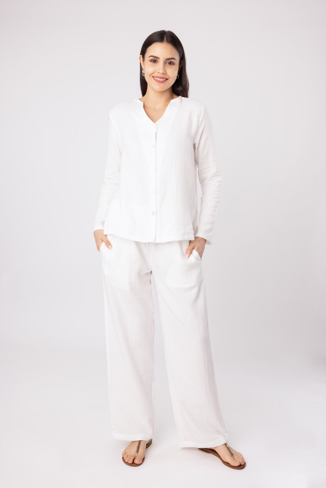 Angel Oak White Double Cloth Women's Lounge Co-ord Set