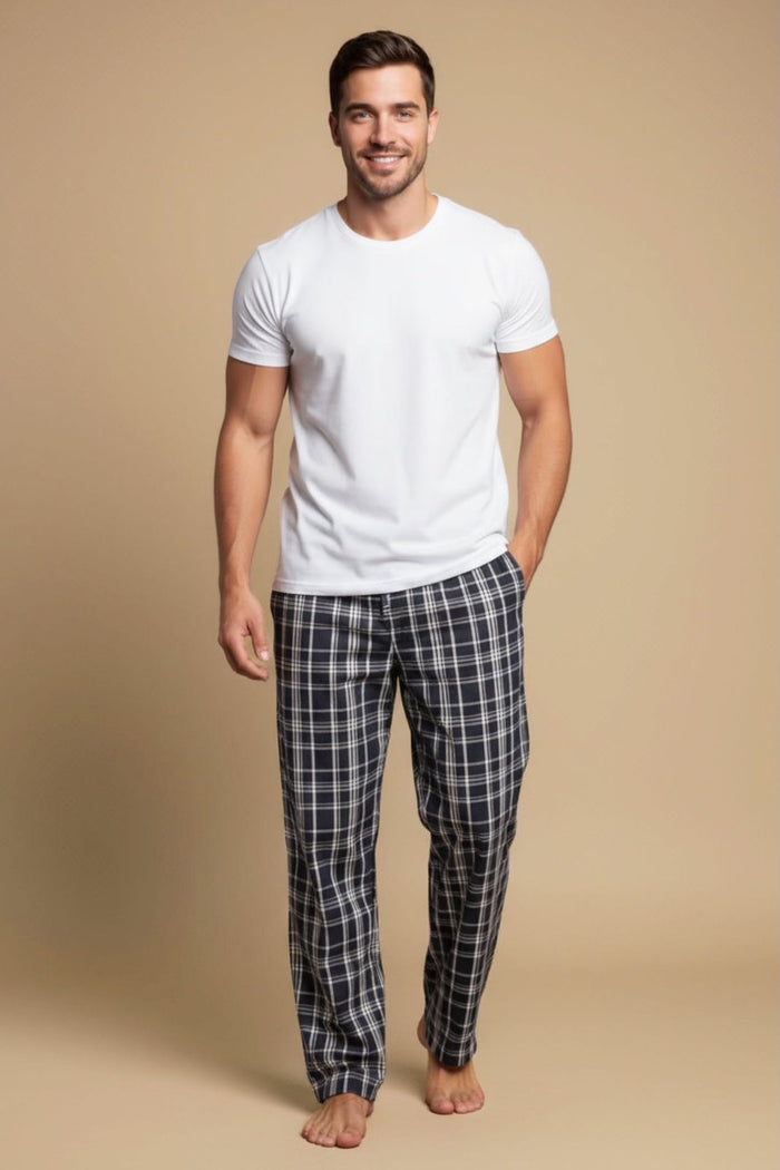 Classic Blue Check Cotton Men's Pajama