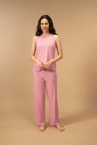 Rose Pink Lucy Butter-Soft Bamboo Knit Women's Pajama Set - Sleeveless