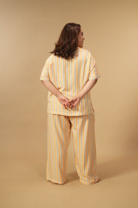Honey Stripe Viscose Women's Curve Pajama Set - Half Sleeves