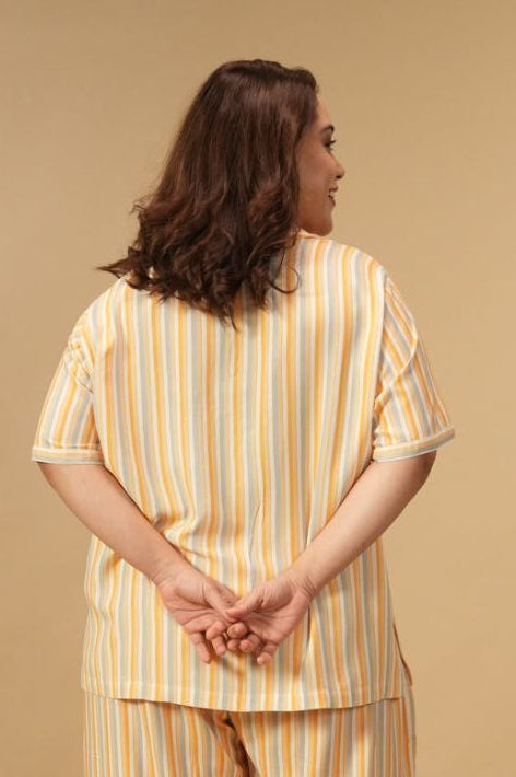 Honey Stripe Women's Viscose Shirt Only - Half Sleeves