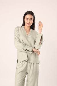 Forest Fern Sage Cotton Blend Women's Lounge Co-ord Set