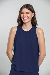 Navy Butter-Soft Viscose Knit Women's Top - Sleeveless