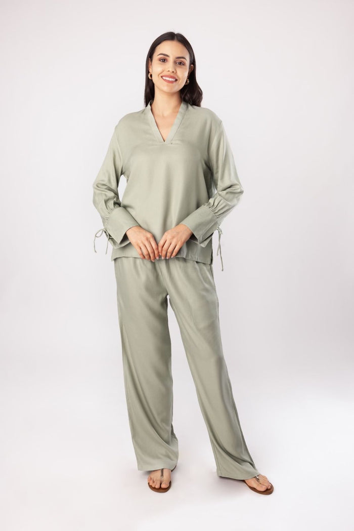 Forest Fern Sage Cotton Blend Women's Lounge Co-ord Set