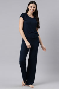 Midnight Blue Lucy Butter-Soft Modal Knit Women's Pajama Set