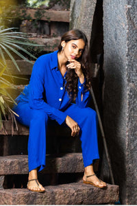 Out of the Blue Linen Women's Lounge Co-ord Set