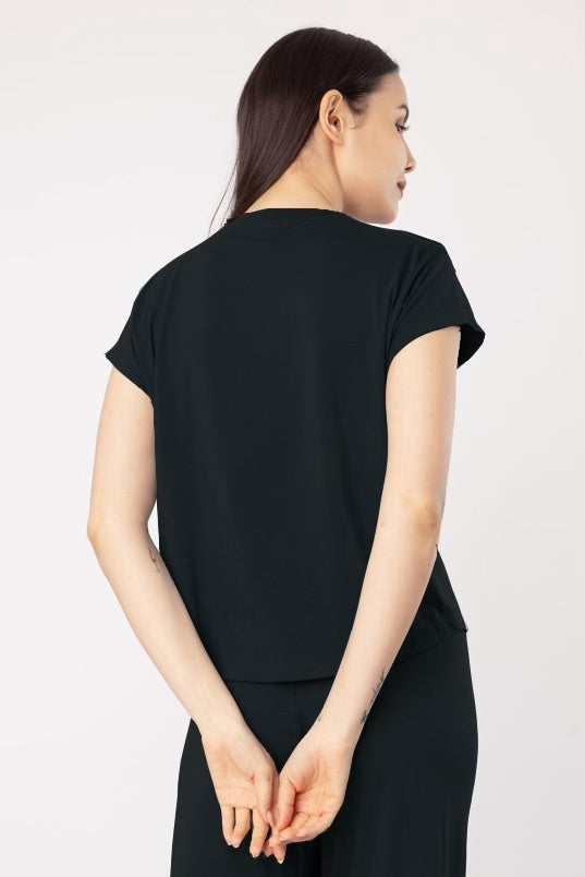 Black Lucy Butter-soft viscose Knit Women's Pajama Set