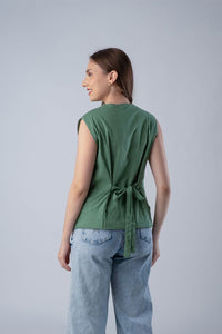The 20's Green Linen Women's Lounge Vest
