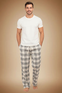 White Sage Plaid Cotton Twill Men's Pajama