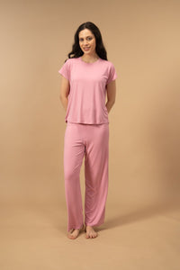 Rose Pink Lucy Butter-Soft Bamboo Knit Women's Pajama Set