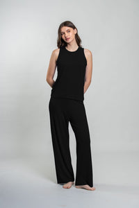 Black Lucy Butter-Soft Viscose Knit Women's Pajama Set - Sleeveless