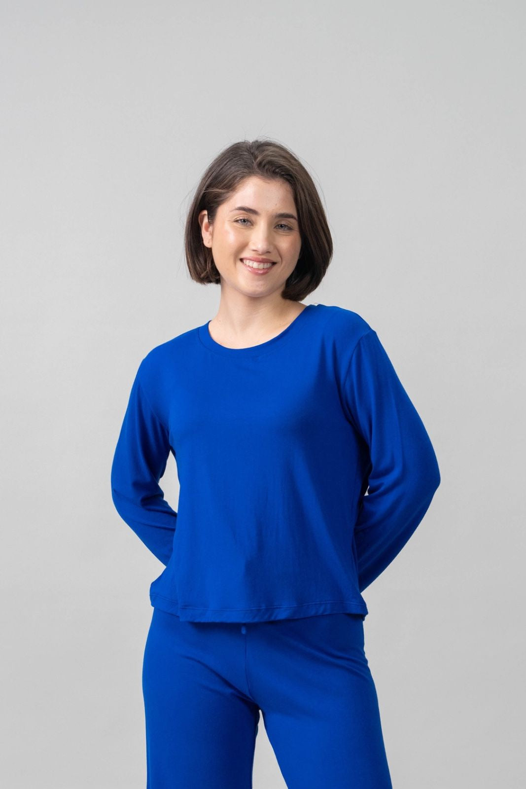 Royal Blue Lucy Butter-Soft Viscose Knit Women's Top - Full Sleeves