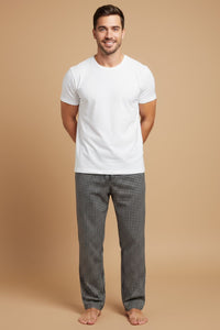 Navy Pin Check Cotton Men's Pajama