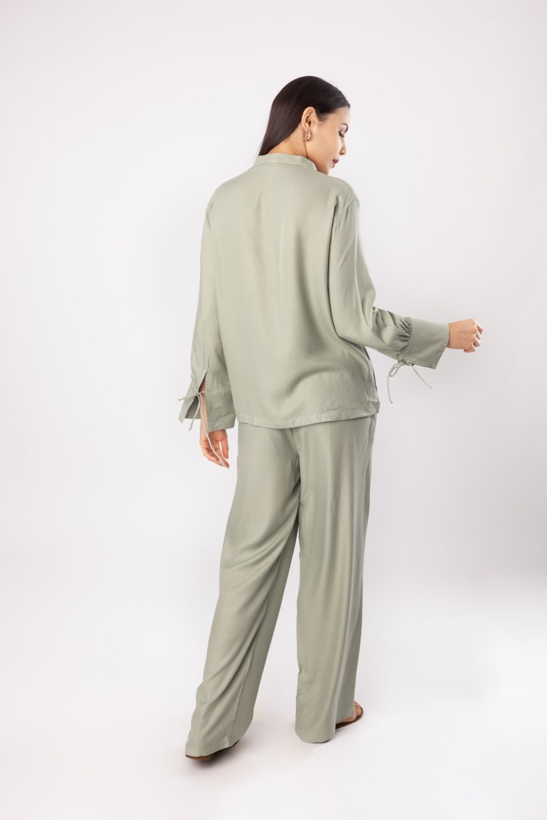 Forest Fern Sage Cotton Blend Women's Lounge Co-ord Set