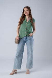 The 20's Green Linen Women's Lounge Vest