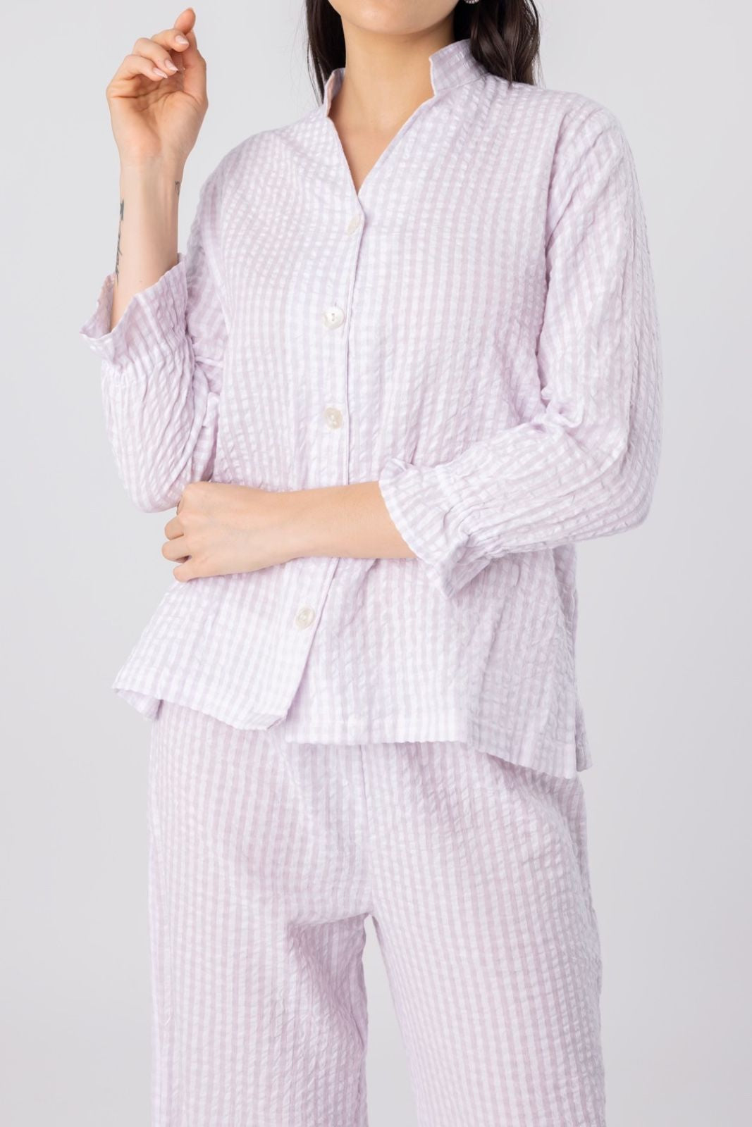 Sakura Blossom Lilac Seer Sucker Women's Lounge Pant Set