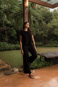 Black Lucy Butter-soft viscose Knit Women's Pajama Set