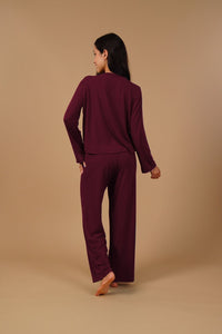Burgundy Lucy Butter-Soft Modal Knit Women's Pajama Set- Full Sleeves
