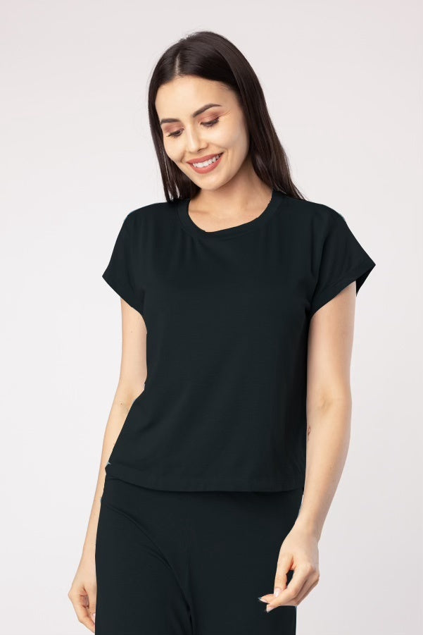 Black Lucy Butter-soft viscose Knit Women's Pajama Set