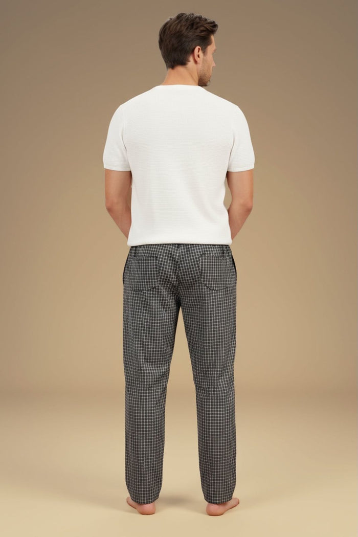 Navy Pin Check Cotton Men's Pajama