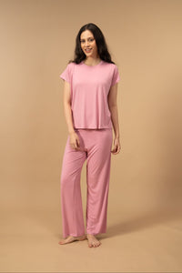 Rose Pink Lucy Butter-Soft Bamboo Knit Women's Pajama Set