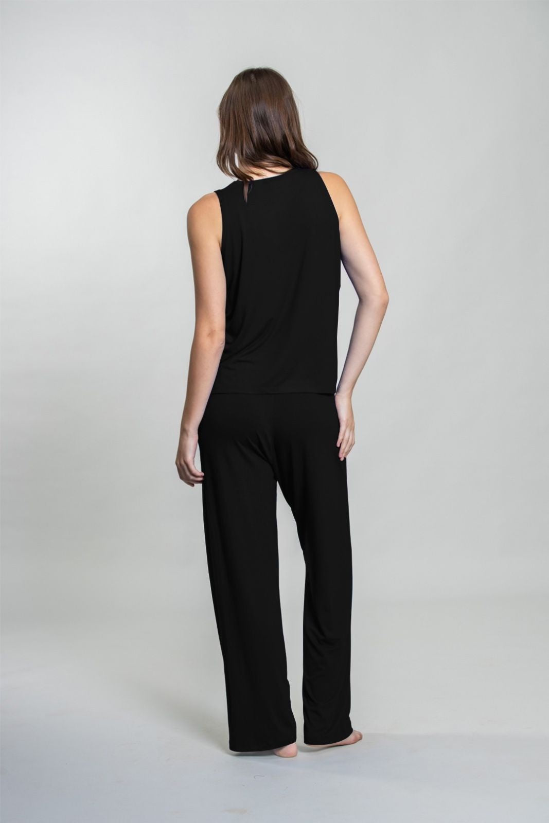 Black Lucy Butter-Soft Modal Knit Women's Pajama Set - Sleeveless