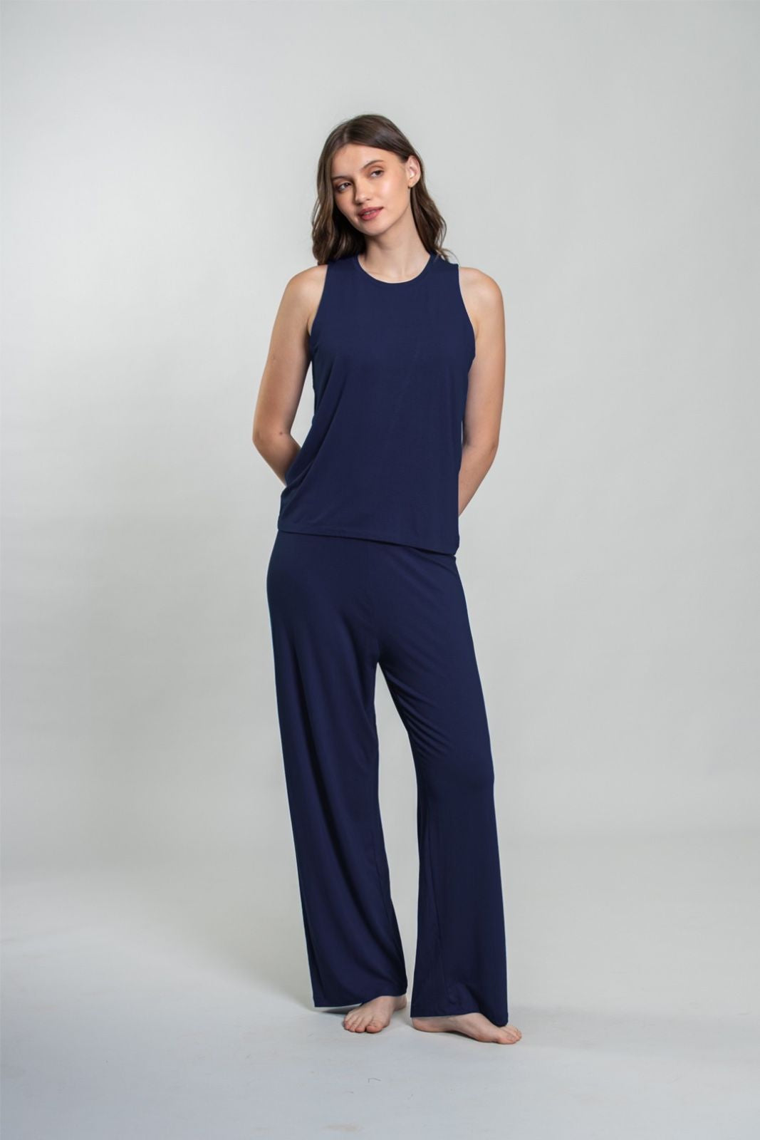 Navy Lucy Butter-Soft Modal Knit Women's Pajama Set- Sleeveless