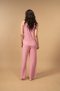 Rose Pink Lucy Butter-Soft Bamboo Knit Women's Pajama Set - Sleeveless
