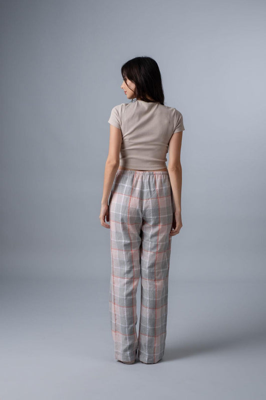 Winter Dusk Lurex Check Cotton Women's Pajama