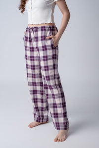 Purple Plaid Cotton Women's Pajama