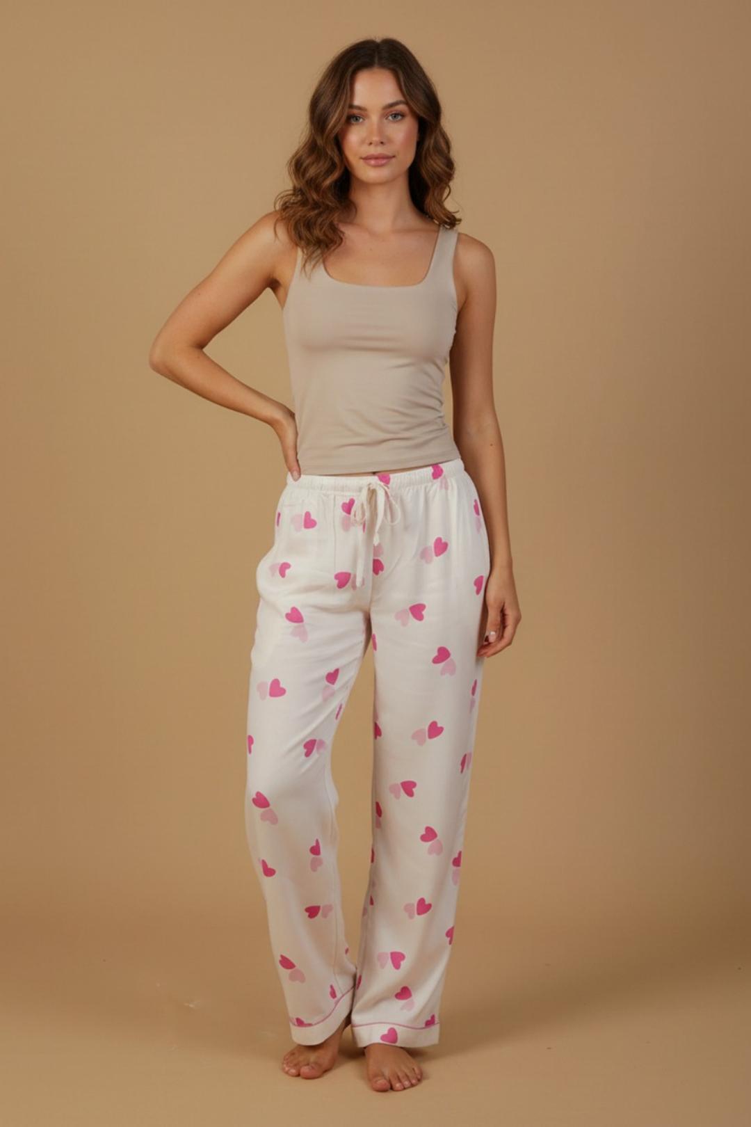 Amy Heart Printed Viscose Women's Pajama