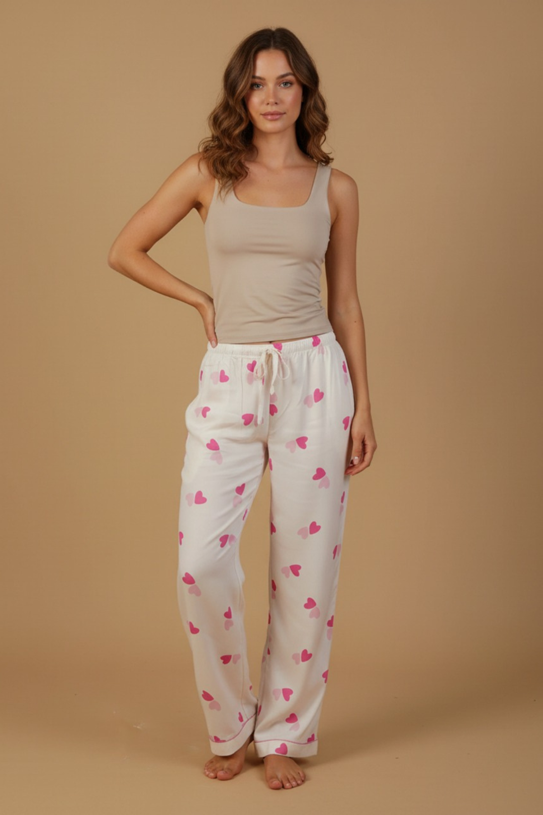 Amy Heart Printed Viscose Twill Women's Pajama