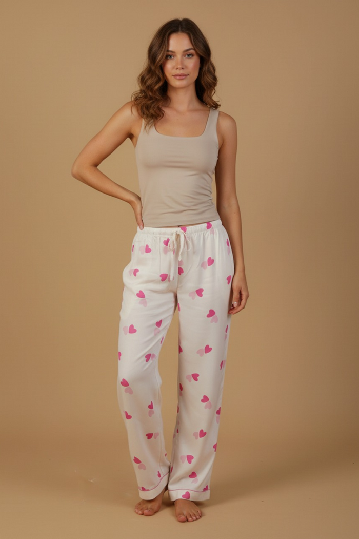 Amy Heart Printed Viscose Twill Women's Pajama