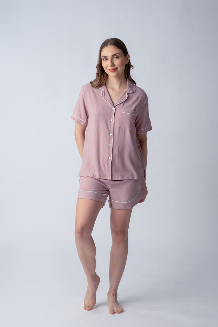 Emily Mauve Soft Cotton Women's Shorts Set